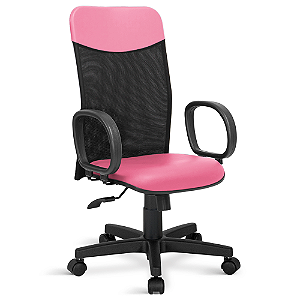 Cadeira Presidente Marsala Giratória Relax C/Braços Rosa