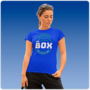 Camiseta feminina Baby Look My BOX Azul - Poliamida