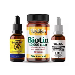 Kit Skincare Biotin + Sérum Facial + Tõnico Monovit 30ml Oaska Pele Perfeita Em Casa