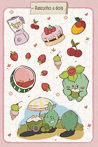 Cartela de adesivos primavera frutas