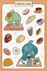 Cartela de adesivos café da manhã