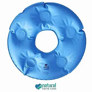 ALMOFADA TERAPÊUTICA EM GEL REDONDA COM ORIFICIO NATURAL CARE - AZUL