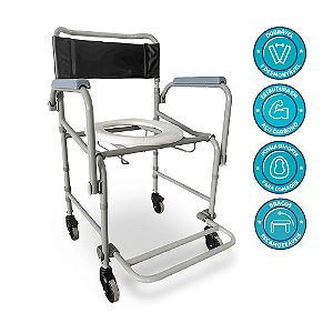 CADEIRA DE BANHO HIGIENICA DOBRAVEL E DESMONTAVEL ATE 100KG DELLAMED D40 - CINZA
