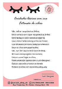 Ficha de Cuidados Extensão de Cílios