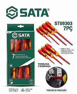 Jogo de Chaves de Fenda Phillips Isolada 7PÇ ST09303 SATA