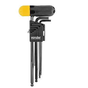 Jogo Chave Allen Longa Abaulada 1,5 a 10mm c/ Suporte VONDER