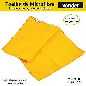 Toalha Mágica Flanela Para Vidros 30X40cm 200g/m² gsm VONDER