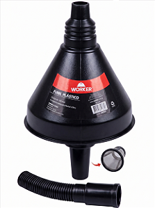 Funil Plástico Flexível Com Mangueira E Filtro 145mm Worker