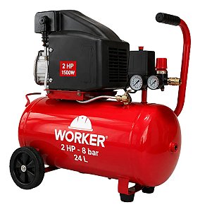 Compressor De Ar 2hp 8 Bar 24 Litros Portátil 220v Worker Vermelho 220v 60 Hz