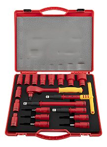 Jogo Kit Soquetes Isolados Vde 20p Com Catraca St09267 Sata Vermelho
