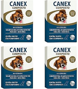 KIT - 4 Vermífugo Canex Composto - Ceva (4 Compimidos)