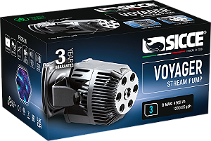 SICCE BOMBA WAVE MAKER VOYAGER 3 - 4500 l / h - 10 W - 220 V - Ímã até 15 mm - Cabo: 2,2m Comp. 15cm / Larg. 8,1cm / Alt. 7,8cm