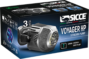 SICCE BOMBA WAVE MAKER VOYAGER HP7 - 10500 l / h - 17 W - 110 V - Ímã até 20 mm - Cabo: 2,2m Comp. 16,3cm / Larg. 9,1cm / Alt. 9,3cm