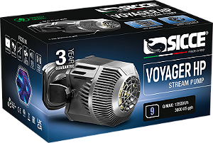 SICCE BOMBA WAVE MAKER VOYAGER HP9 - 13500 l / h - 24 W - 110 V - Ímã até 20 mm - Cabo: 2,2m Comp. 16,3cm / Larg. 9,1cm / Alt. 9,3cm