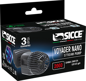 SICCE BOMBA WAVE MAKER VOYAGER NANO 2000 - 2000 l / h - 3 W - 110 V - Ímã até 10 mm - Cabo: 2,2m Comp. 9,5cm / Larg. 6cm / Alt. 5,1cm