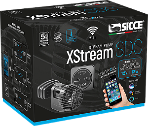 SICCE BOMBA WAVE MAKER XSTREAM SDC 8500 - 1000 a 8500 l / h - 12 W - Bivolt - Ímã até 20 mm Cabo: 2,2m Comp. 10,6cm / Larg. 6cm / Alt. 6,6cm