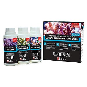 Suplemento Red Sea RCP Foundation Ca+/Kh-alk/mg - Pack a/B/C 3X 250ML