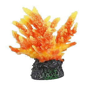 Enfeite de Silicone Soma Coral Acropora Hidnophora Laranja e Amarela