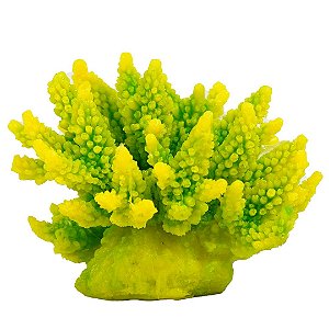 Enfeite de Silicone Soma Coral Acropora Hidnophora Verde e Amarela