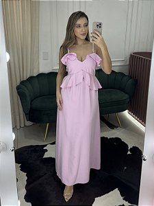 Vestido Babados Tropicália Rosa