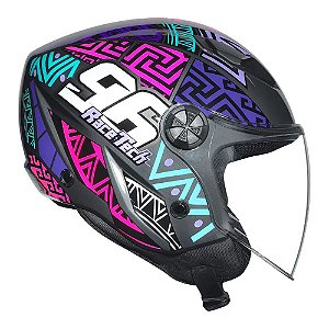Capacete Race Tech Play Art Cinza/Rosa/Azul