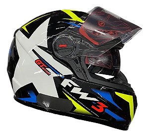 Capacete FW3 GTX Star Preto/Amarelo/Azul