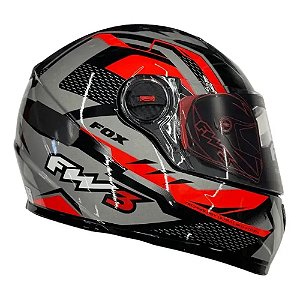 Capacete FW3 GTX Fox Grafite com Vermelho