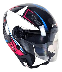 Capacete FW3 X Open Up Star  Azul/Rosa