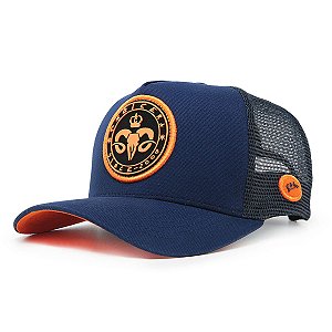 Boné Trucker Azul e Laranja Cabicera