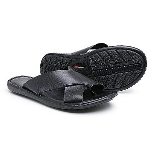 Chinelo de Dedo em couro com tiras cruzadas