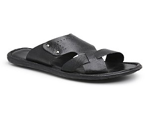 Chinelo em couro Ref-  F-200 preto