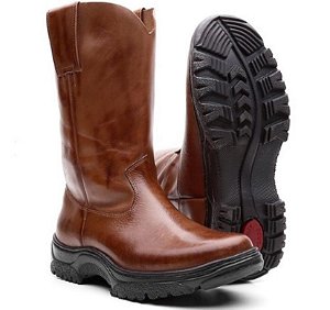 Bota lisa de couro legitimo casual