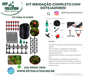 Kit Irrigação Completo para 18 Vasos Gotejamento