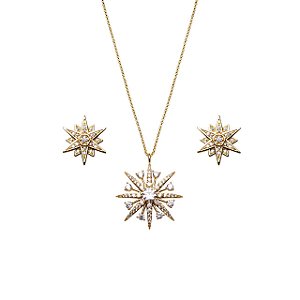 Conjunto Estrela Zircônia Cristal