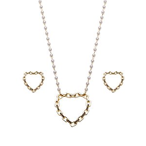 Conjunto Coração Pérolas