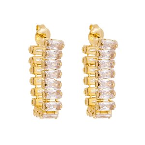 Brinco Riviera Zircônia Baquete na Cor Cristal