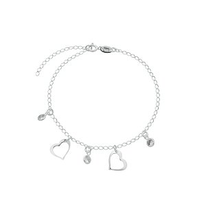 Pulseira Corações e Ponto de Luz Prata 925