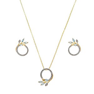 Conjunto Aquamarine Com Ródio Branco