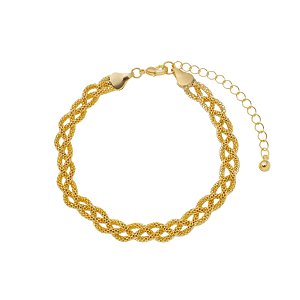 Pulseira Trançada Banho Ouro 18K