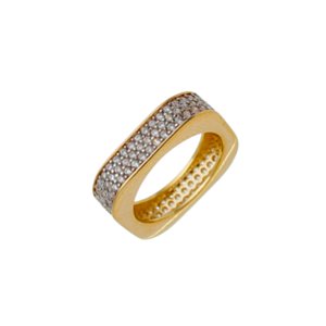 Anel Quadrado Semijoia em Ouro 18K