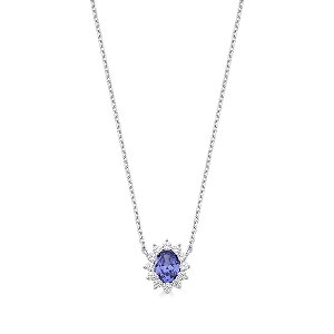 Colar Oval Zircônia Tanzanita Prata 925