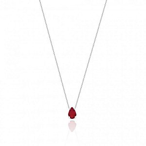 Colar Gota vermelha prata 925
