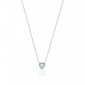 Colar Coração verde prata 925