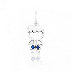 Pingente menino zircônia azul