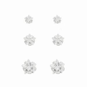 Trio de brinquinhos estrela prata 925