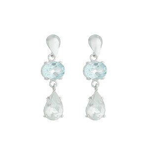 Brinco em prata 925 com 2 pedras naturais