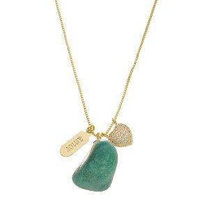 Colar com pingente pedra natural Quartzo verde