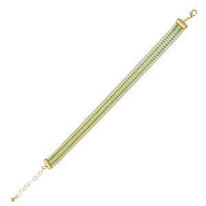 Conjunto de pulseiras Riviera com zircônias Cristal e esmeralda