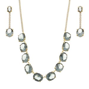 Conjunto de colar e brincos Riviera fusion fumê