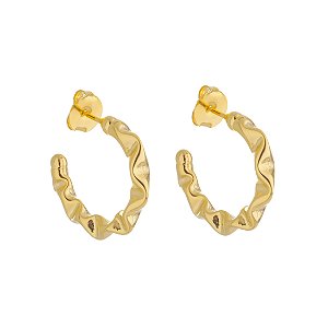 Brinco feminino meia argola amassada